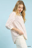 Umgee Striped Collared Neck Blouse - Trendsi - Flyclothing LLC