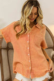 BiBi Mineral Washed Buttoned Up Shirt Top - Trendsi - Flyclothing LLC