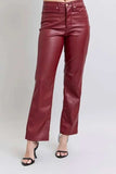 Judy Blue Full Size High Waist Tummy Control Faux Leather Straight Pants Plus Size - Trendsi - Flyclothing LLC