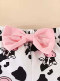 Children's Cow Graphic Ruffle Trim Bodysuit and Pants Set - Trendsi - Flyclothing LLC