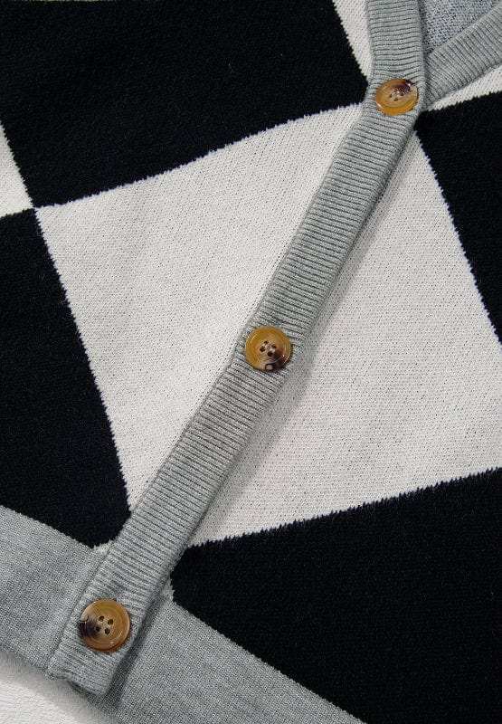 Color Block Button Down Long Sleeve Cardigan - Trendsi - Flyclothing LLC