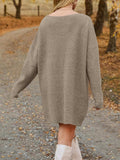 V-Neck Dropped Shoulder Sweater Dress - Trendsi - Flyclothing LLC