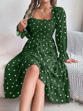 Polka Dot Flounce Sleeve Midi Dress - Trendsi - Flyclothing LLC