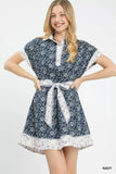 Umgee Border Print Belted Shirt Dress - Trendsi - Flyclothing LLC