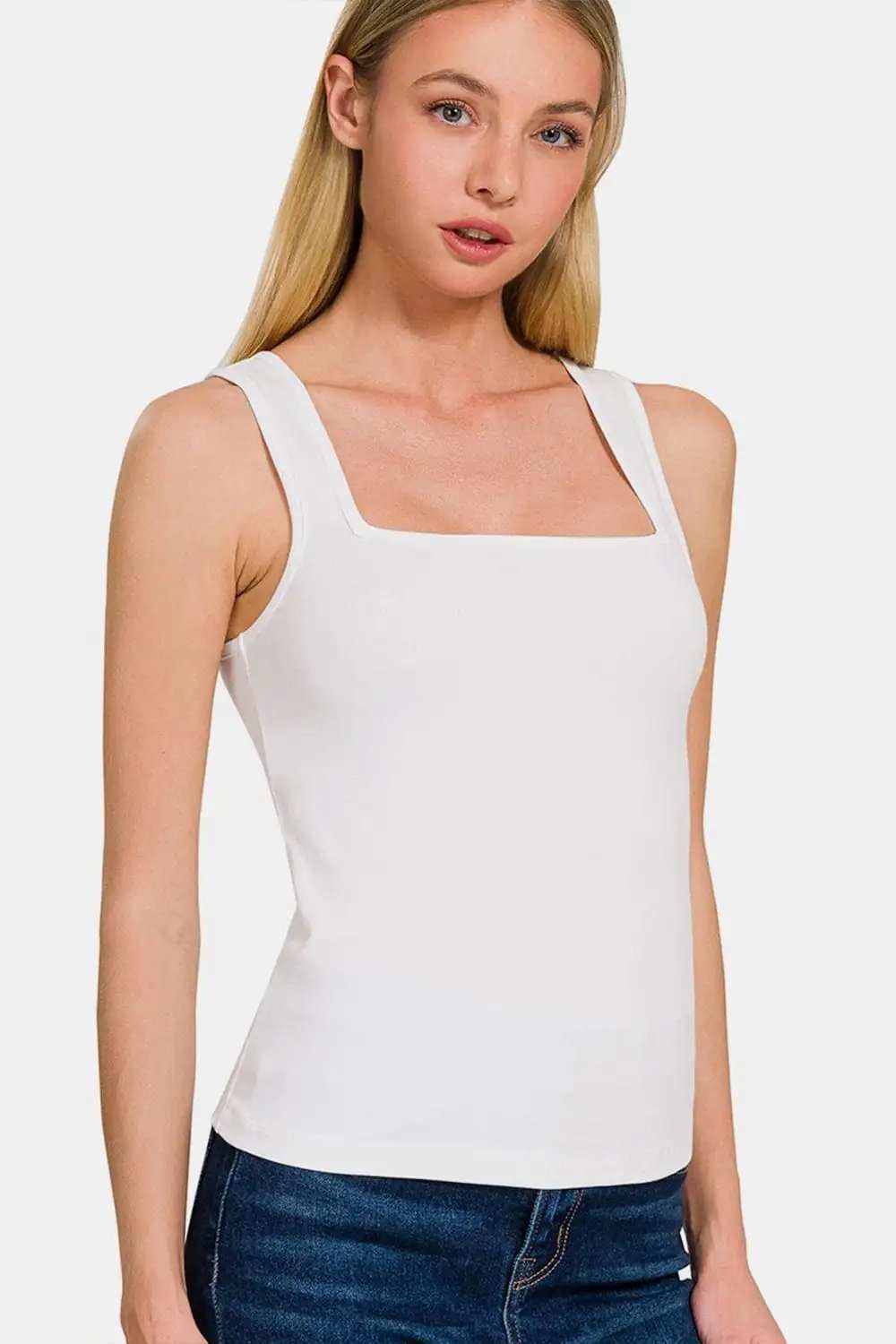 Zenana Square Neck Cropped Tank - Trendsi - Flyclothing LLC