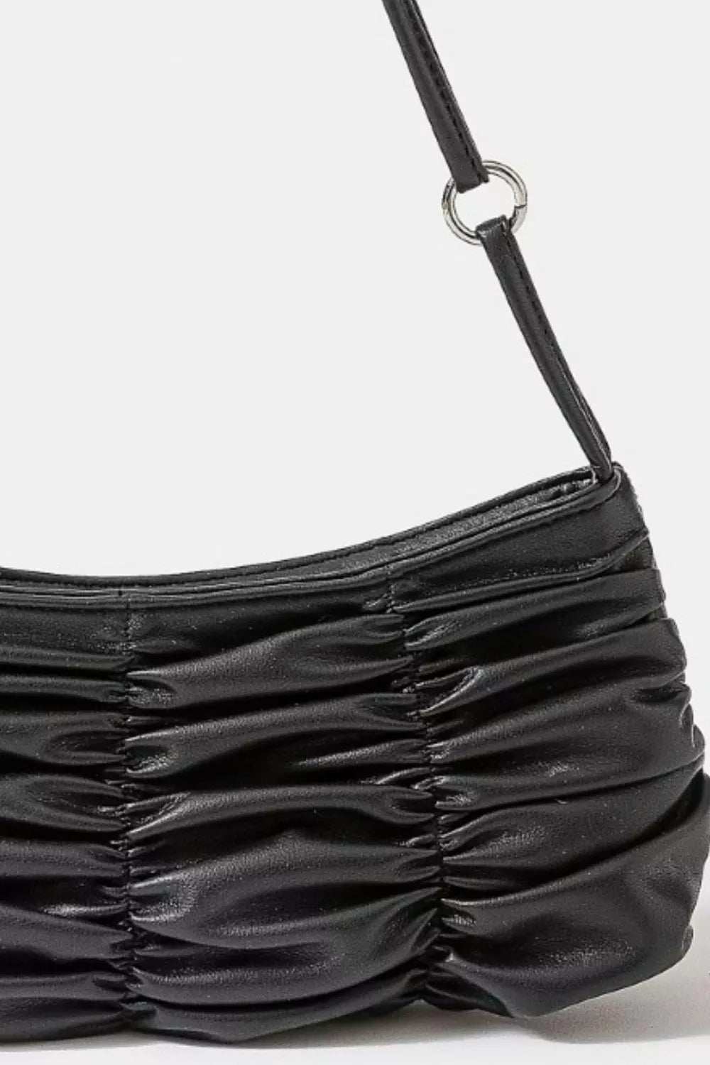 Fame Segmented Pleated Faux Leather Hand Bag - Trendsi - Flyclothing LLC