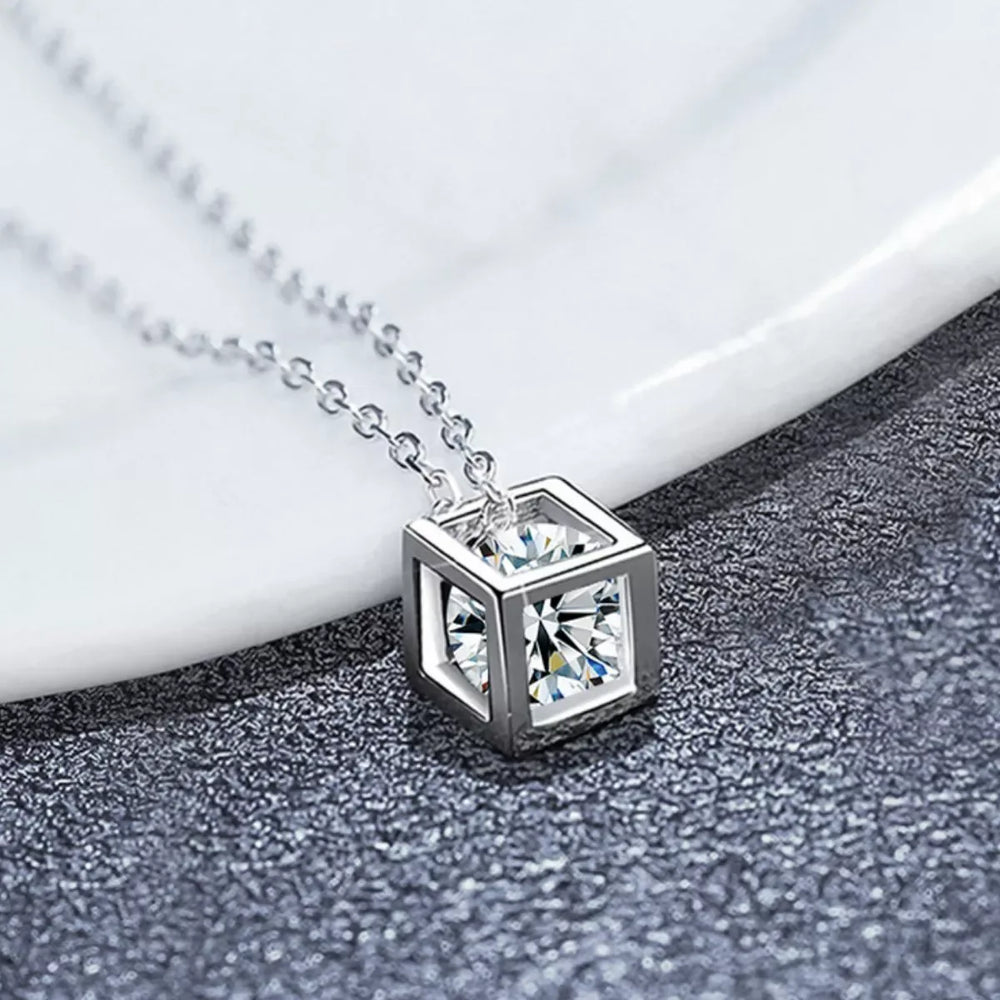 925 Sterling Silver Moissanite Pendant Necklace - Trendsi - Flyclothing LLC