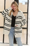 ADORA Horizontal Stripes Hoodie Cardigan - Trendsi - Flyclothing LLC