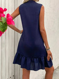 Ruffled Hem Notched Sleeveless Dress - Trendsi - Flyclothing LLC