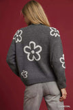 Umgee Round Neck Sweater with Floral Accents - Trendsi - Flyclothing LLC