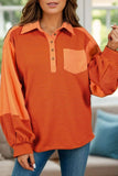 Striped Half Button Long Sleeve Sweatshirt - Trendsi - Flyclothing LLC