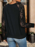 Lace V-Neck Long Sleeve T-Shirt - Trendsi - Flyclothing LLC