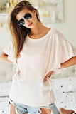 BiBi Thermal Knit with Ruffled Sleeve Top - Trendsi - Flyclothing LLC