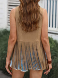 Fringe Open Front Vest Coat - Trendsi - Flyclothing LLC