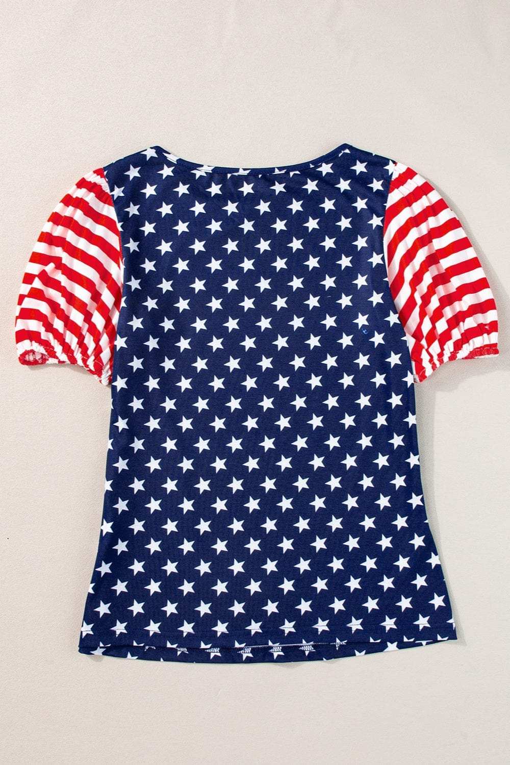 Stars and Stripes Round Neck Short Sleeve Top - Trendsi - Flyclothing LLC