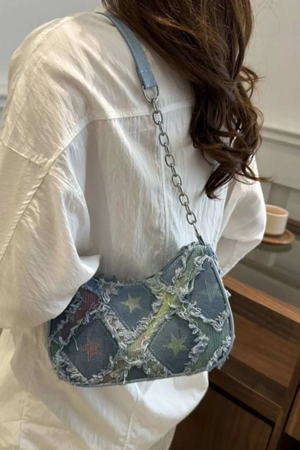 Fringe Star Print Shoulder Bag - Trendsi - Flyclothing LLC