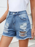 Distressed Raw Hem Denim Shorts - Trendsi - Flyclothing LLC