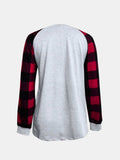 Full Size Graphic Plaid Round Neck Long Sleeve T-Shirt - Trendsi - Flyclothing LLC