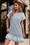 Lace Detail Round Neck Short Sleeve Dress - Trendsi - Flyclothing LLC