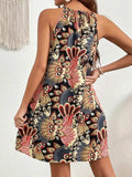 Printed Grecian Neck Mini Dress - Trendsi - Flyclothing LLC