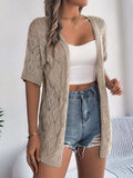Openwork Open Front Half Sleeve Cardigan - Trendsi - Flyclothing LLC