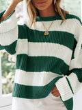 Round Neck Long Sleeve Sweater - Trendsi - Flyclothing LLC