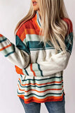 Contrast Striped Turtleneck Dropped Shoulder Sweater - Trendsi - Flyclothing LLC