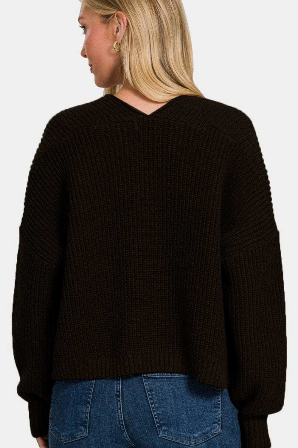 Zenana Open Front Drop Shoulder Sweater Cardigan - Trendsi - Flyclothing LLC