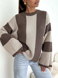 Color Block Long Sleeve Sweater - Trendsi - Flyclothing LLC