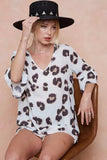 BiBi Leopard Printed V Neck Woven Top with Ruffled - Trendsi - Flyclothing LLC