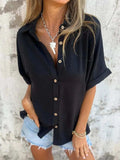 Full Size Collared Neck Half Sleeve Shirt Plus Size - Trendsi - Flyclothing LLC