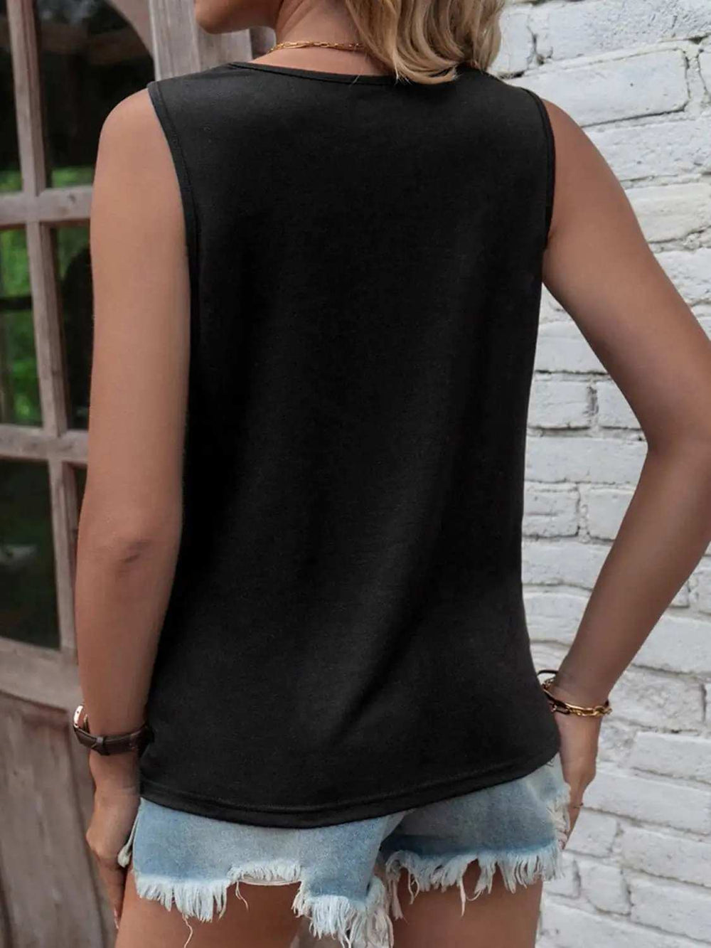 Cutout Twisted Round Neck Tank - Trendsi - Flyclothing LLC