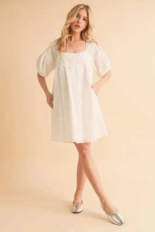 Aemi + Co Square Neck Babydoll Dress with Pockets - Trendsi - Flyclothing LLC