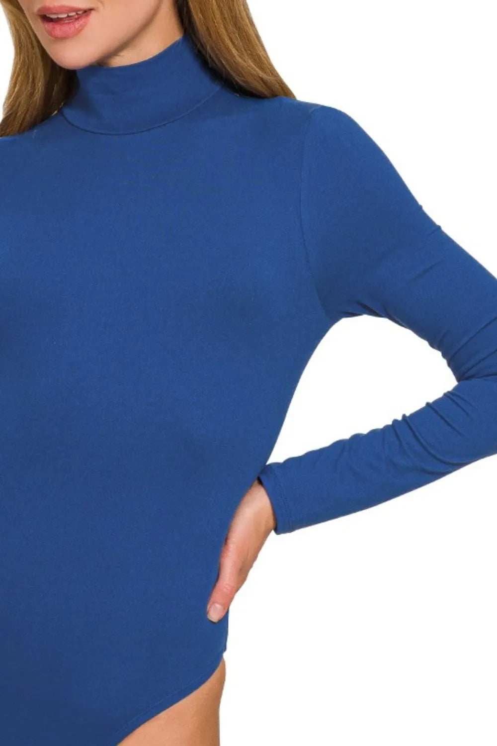 Zenana Mock Neck Long Sleeve Bodysuit - Trendsi - Flyclothing LLC