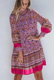 Smocked Floral Turtleneck Long Sleeve Dress - Trendsi - Flyclothing LLC