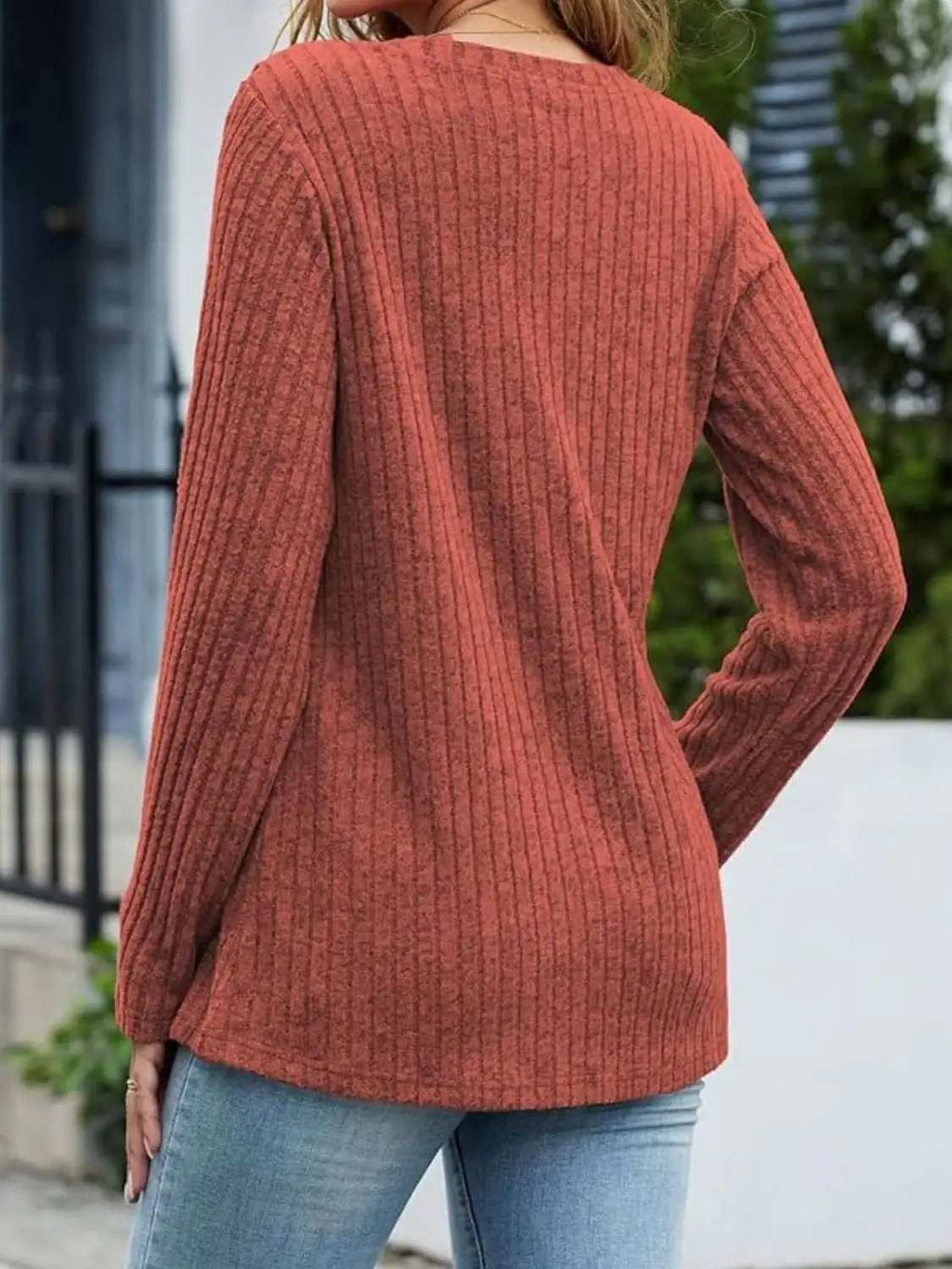 V-Neck Long Sleeve T-Shirt - Trendsi - Flyclothing LLC