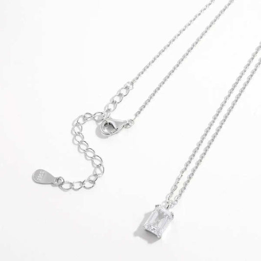 925 Sterling Silver Zircon Pendant Necklace - Trendsi - Flyclothing LLC