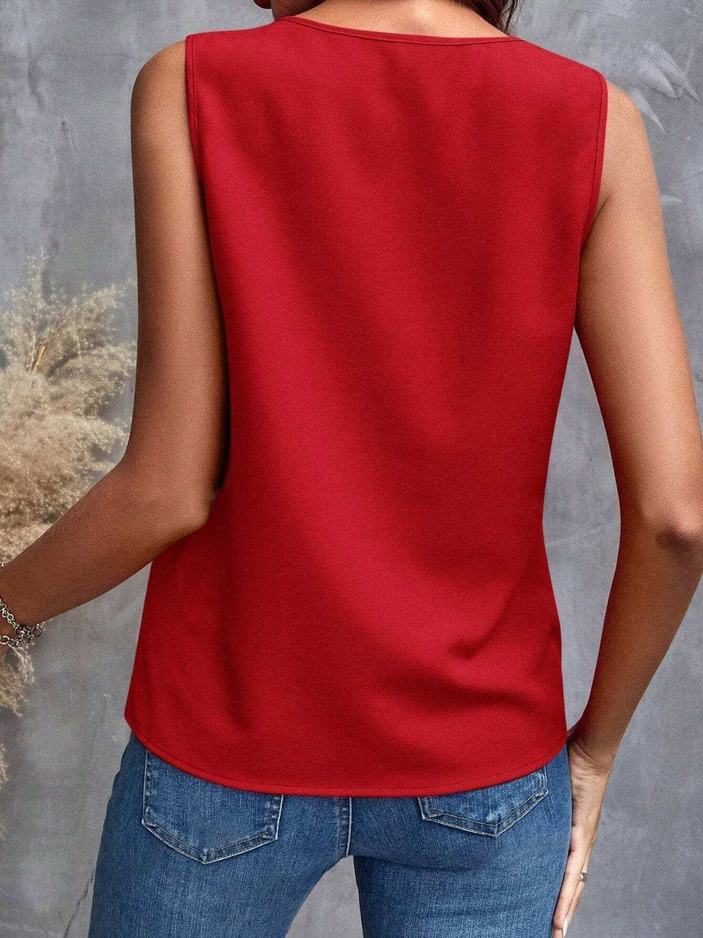 Ruffled V-Neck Tank - Trendsi - Flyclothing LLC