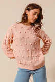 SO ME Pom Pom Textured Knit Sweater Top - Trendsi - Flyclothing LLC