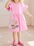 Children's Bunny Embroidered Round Neck Dress - Trendsi - Flyclothing LLC