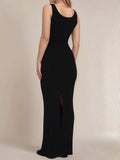 Devine Side Slit Wide Strap Maxi Dress - Trendsi - Flyclothing LLC