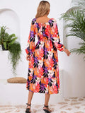 Printed Long Sleeve Midi Dress - Trendsi - Flyclothing LLC