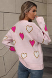 Angel Wings Contrast Heart Round Neck Long Sleeve Sweater - Trendsi - Flyclothing LLC