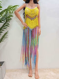 Fringe Scoop Neck Spaghetti Strap Cover-Up - Trendsi - Flyclothing LLC