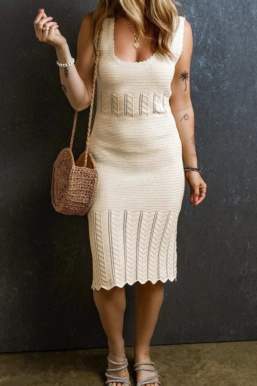 Scoop Neck Wide Strap Knit Dress - Trendsi - Flyclothing LLC