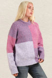 VERY J Color Block Mock Neck Drop Shoulder Sweater - Trendsi - Flyclothing LLC