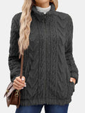 Fuzzy Zip Up Long Sleeve Jacket - Trendsi - Flyclothing LLC