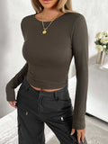 Round Neck Long Sleeve T-Shirt - Trendsi - Flyclothing LLC
