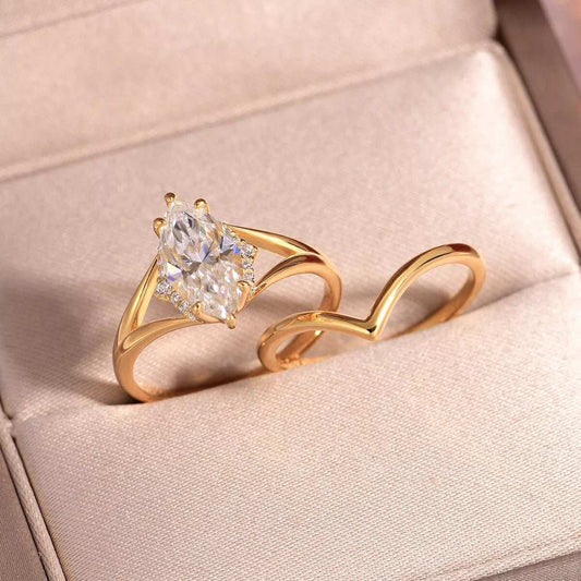 2 Carat Moissanite 925 Sterling Silver 2 Piece Ring - Trendsi - Flyclothing LLC