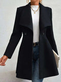 Collared Neck Double Breasted Coat - Trendsi - Flyclothing LLC